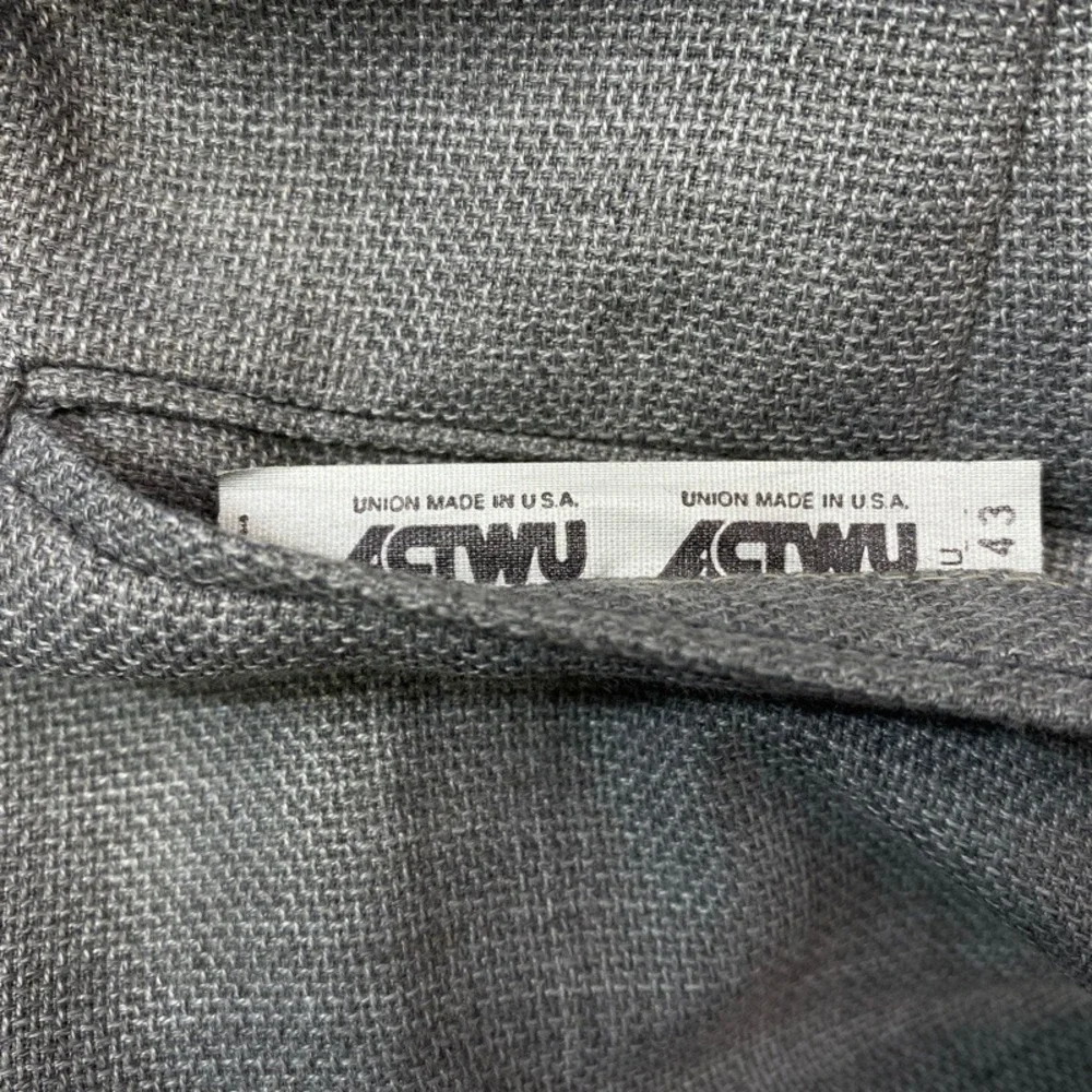 VINTAGE ACTWU Dress Pants Men 29 Gray Union Made USA Textured Straight Trousers